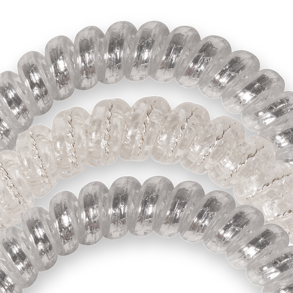 TELETIES - Spiral Hair Coils | Small | Silver Slay Hair Ties