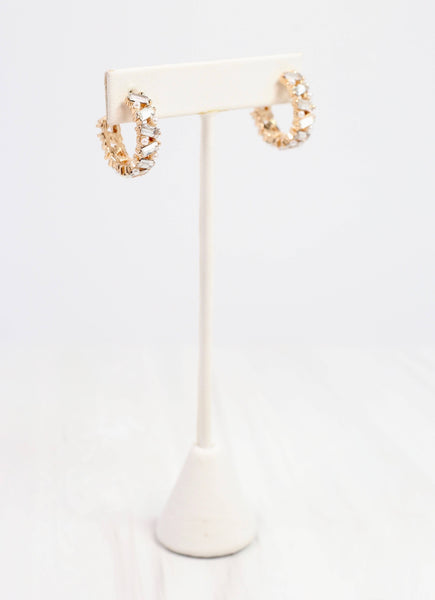 Caroline Hill - Harvey Pearl CZ Hoop Earring Gold: Default