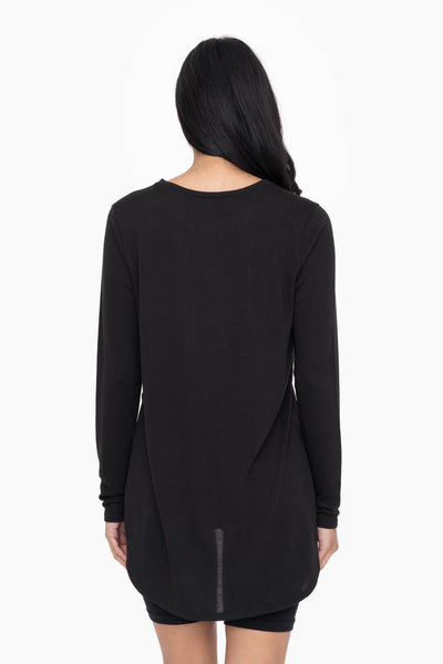 Mono B - Long Sleeve Flow Top with Side Slit: PINK / S:M:L (2:2:2)