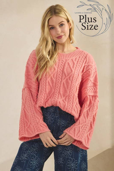 GeeGee x Lovelo - Plus Oversize Pullover OT51980PL: Dusty Pink / 2XL