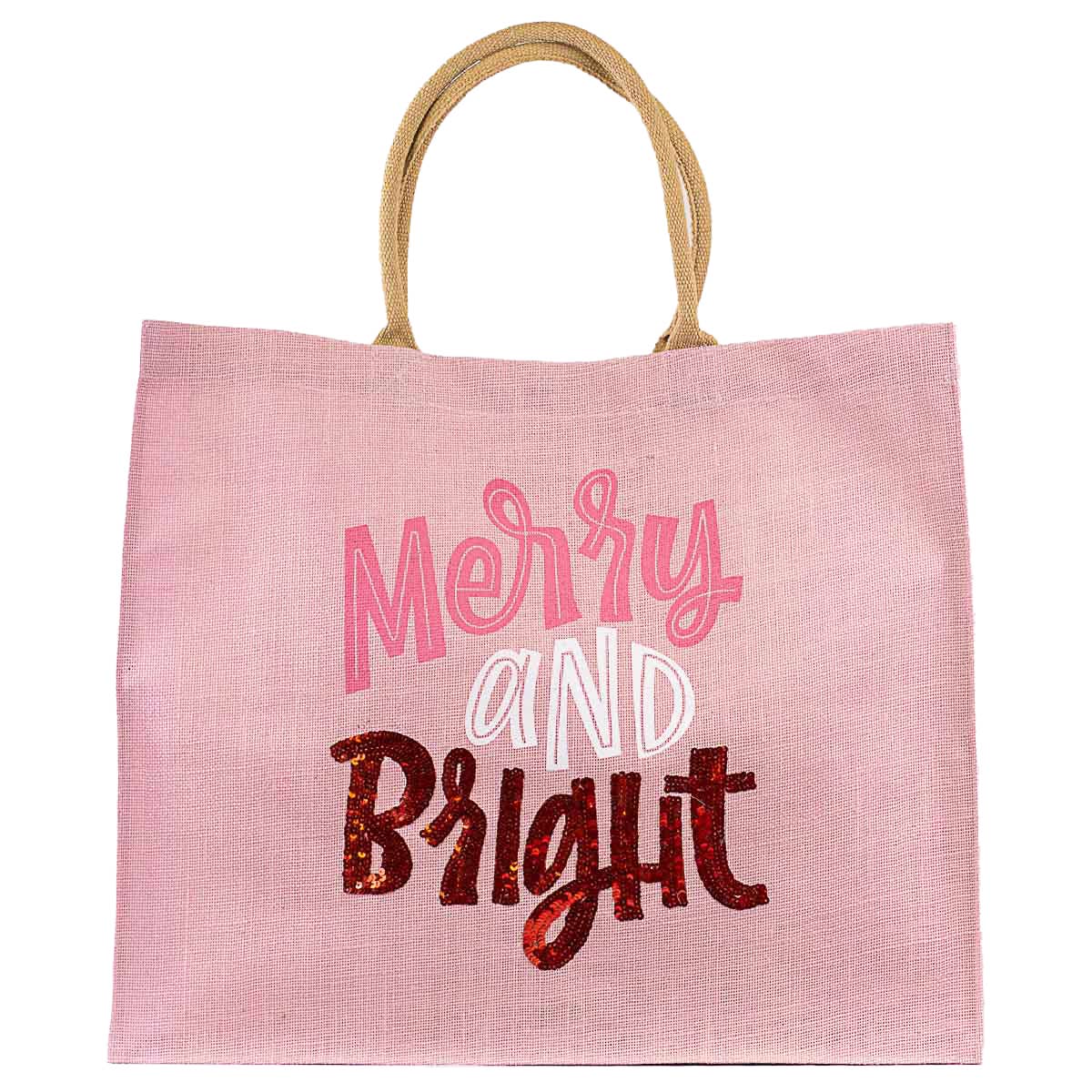 The Royal Standard - Merry and Bright Carryall Tote   Light Pink/White/Red   22x19x8