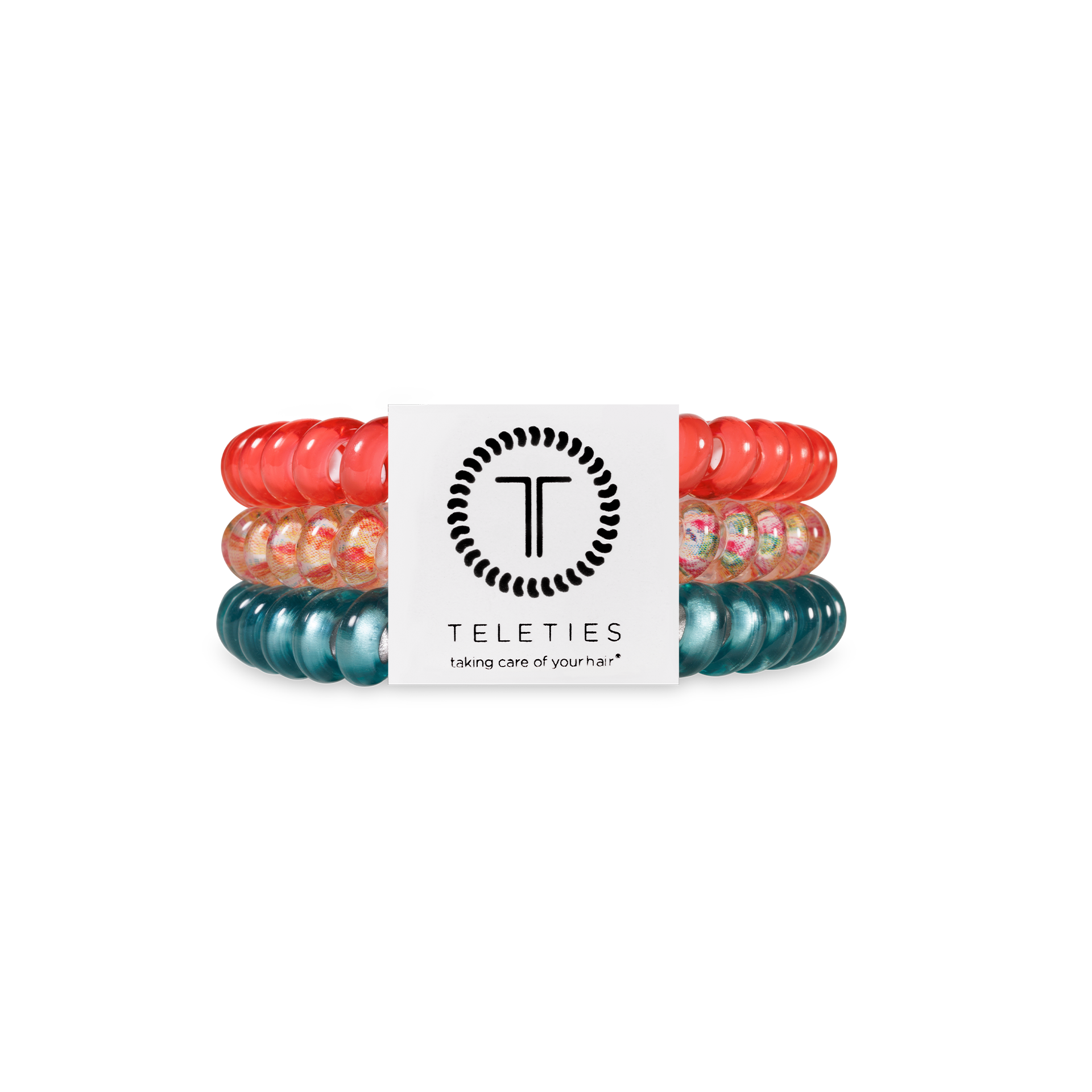 TELETIES - Spiral Hair Coils | Small | Coral Craze Hair Ties