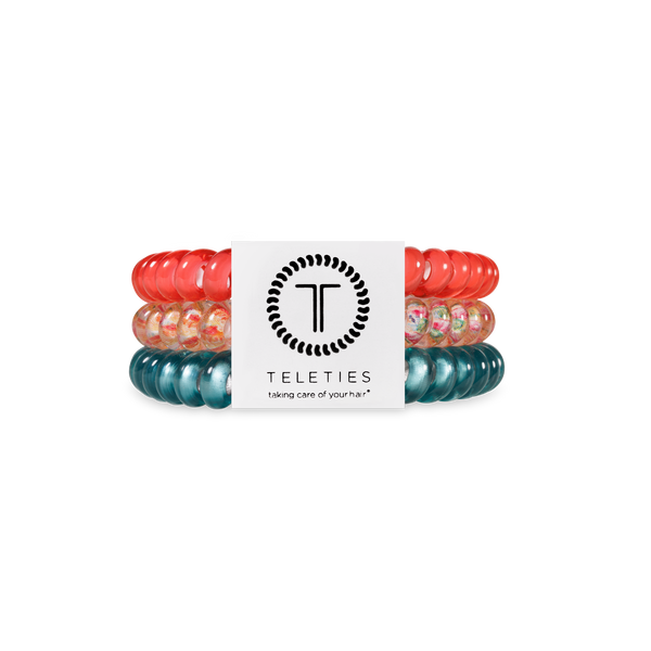 TELETIES - Spiral Hair Coils | Small | Coral Craze Hair Ties