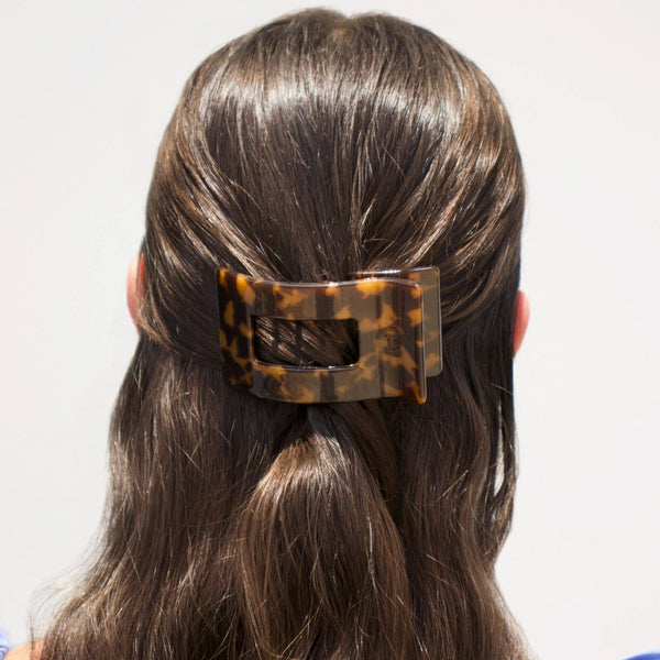 TELETIES - Flat Rectangle Hair Clip | Small | Tortoise