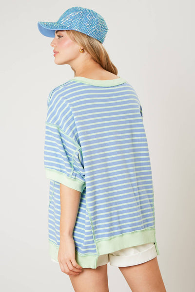 Fantastic Fawn - Periwinkle Striped French Terry Top