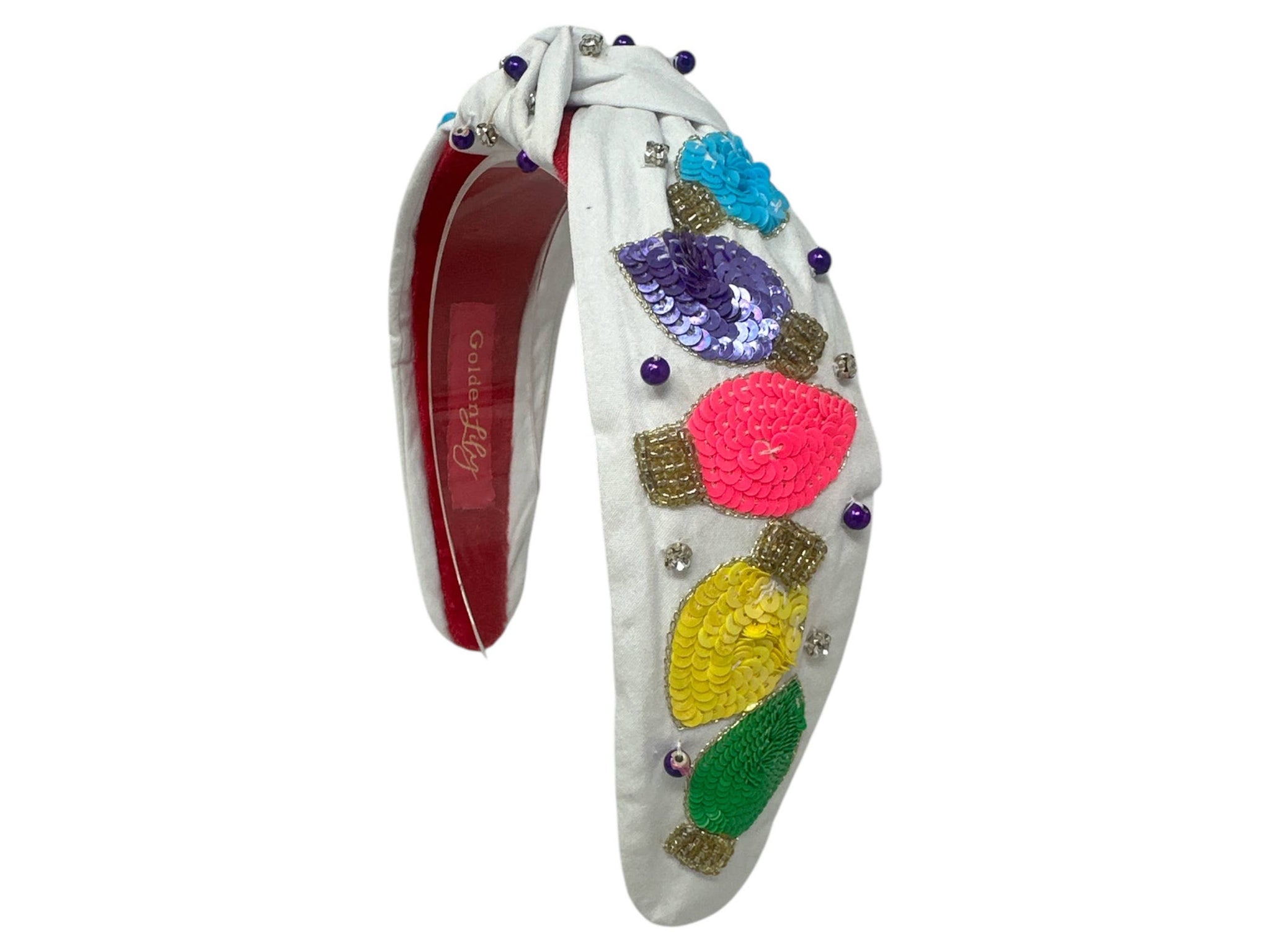 Golden Lily - Christmas Headband Knot - Multi Lights