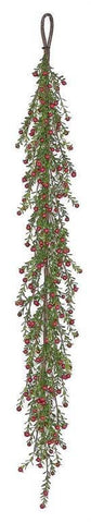 Select Artificials, Inc. - Boxwood & Berry Garland, 4', Green/Red