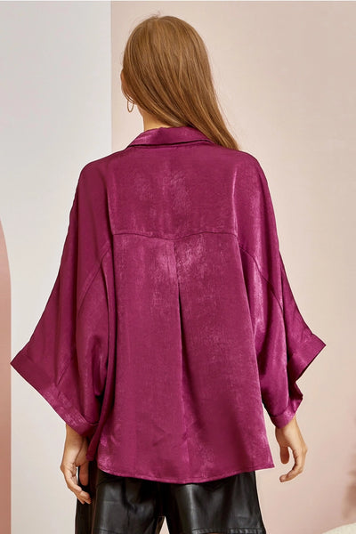Magenta Oversized Shirt Top