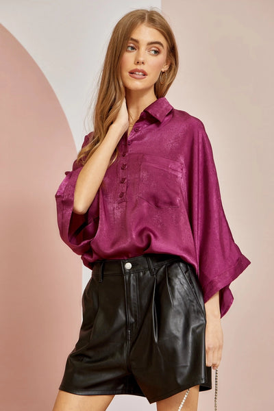 Magenta Oversized Shirt Top