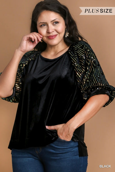 Black Velvet Top with Sequins