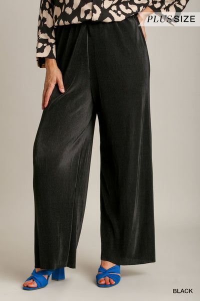 Black Pleated Satin Pants by