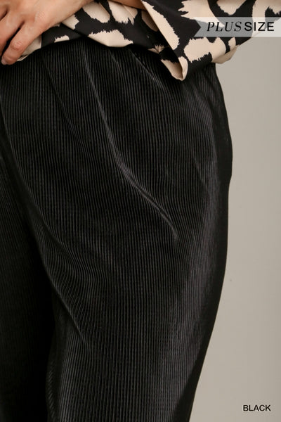 Black Pleated Satin Pants