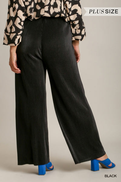 Black Pleated Satin Pants by