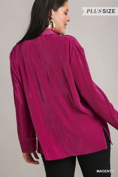 Magenta Pleated Satin Top