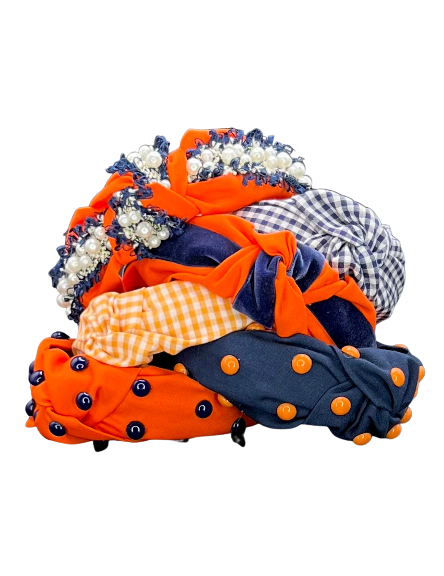 Pretty Happies - Team Spirit - Orange & Blue Knot Headbands