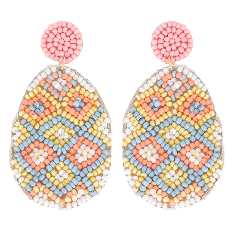 2-Tier Easter Egg Beaded Embroidery Earrings