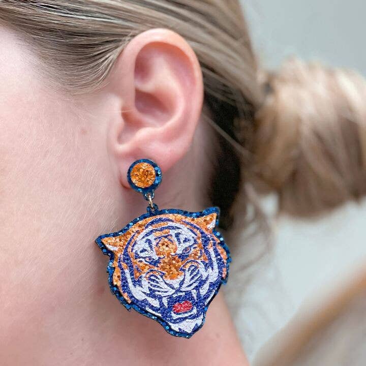 Prep Obsessed Wholesale - Glitter College Football Tiger Earrings