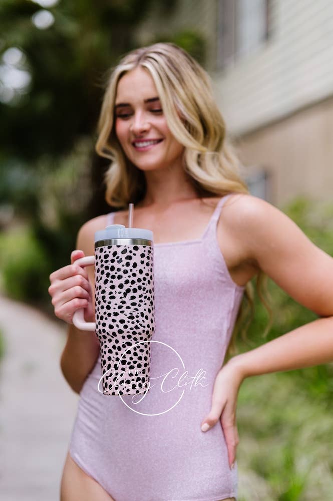 The Classy Cloth WS - Quencher Tumbler 40 oz - Blush Dalmatian ETA JUL 25