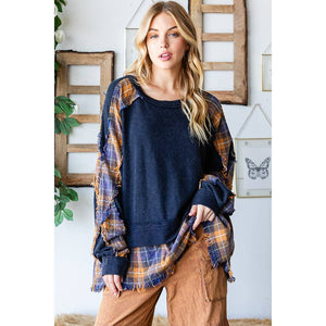 Oli&Hali - Navy Plaid LS Top