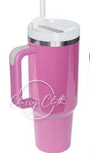 The Classy Cloth WS - Quencher Tumbler 40 oz w/ grip - Hot Pink Iridescent RTS