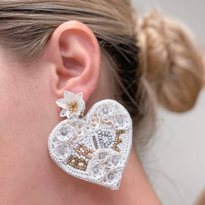 Prep Obsessed Wholesale - 'Bride' Seed Bead Heart Earrings