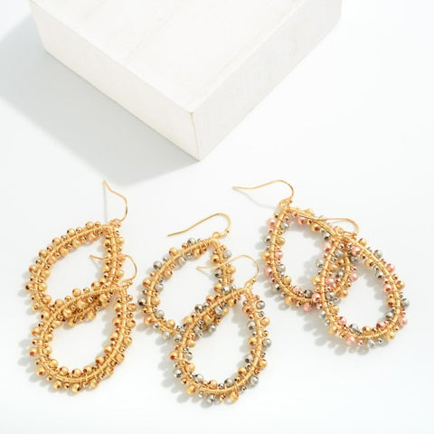 Metal Glitter Earrings with Beads