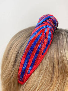 Prep Obsessed Wholesale - 'Game Day' Sequin Headbands - Red & Blue