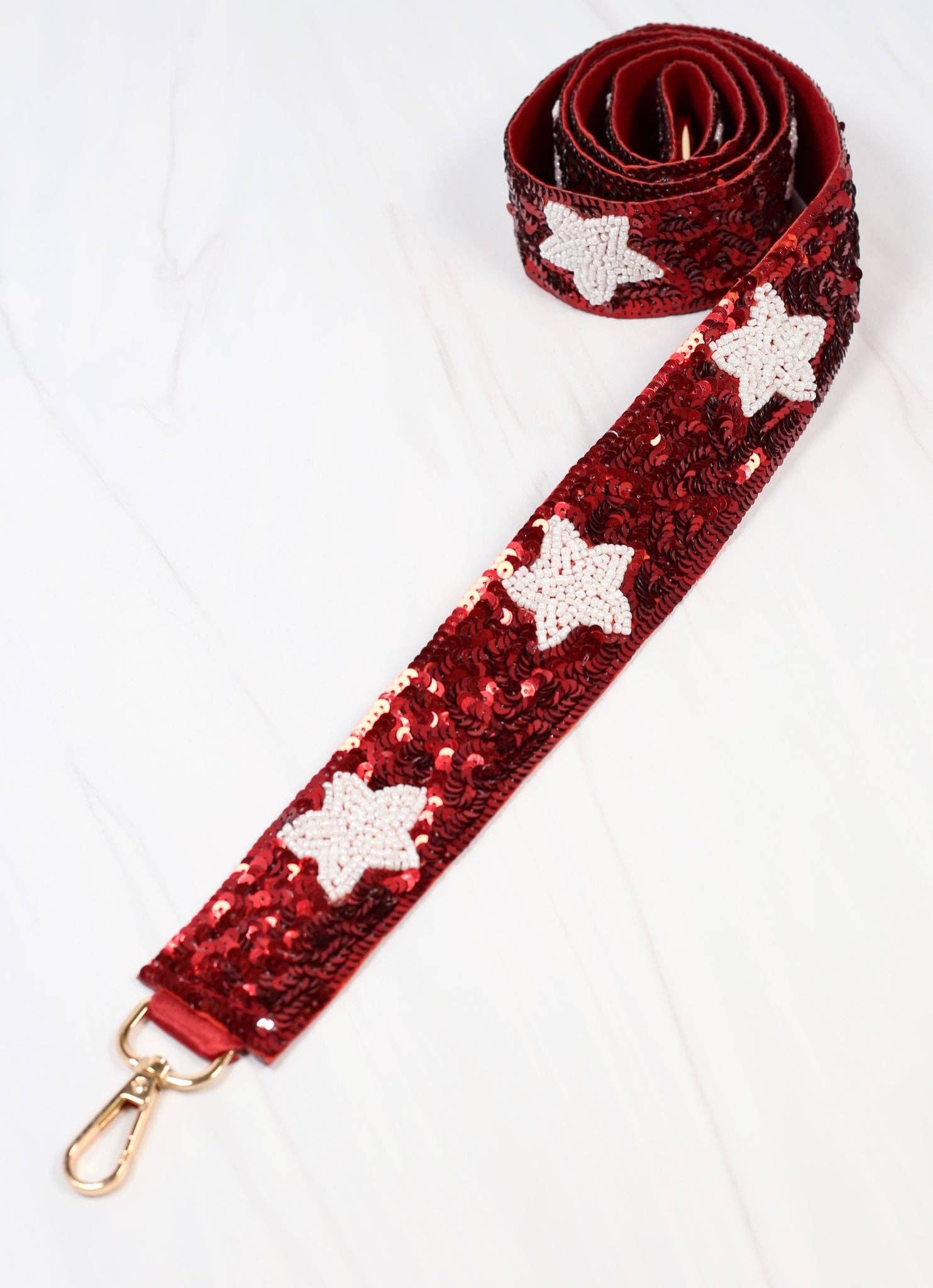 Caroline Hill - Sammy Star Sequin Crossbody Strap CRIMSON WHITE