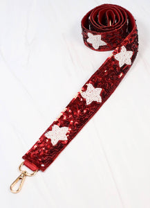 Caroline Hill - Sammy Star Sequin Crossbody Strap CRIMSON WHITE