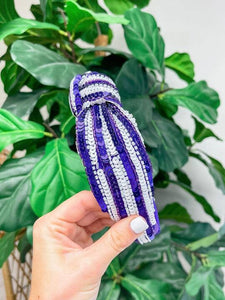Prep Obsessed Wholesale - 'Game Day' Sequin Headbands - Purple & White
