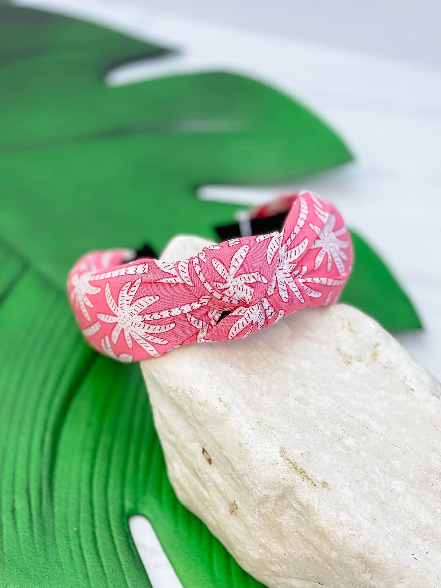 Prep Obsessed Wholesale - Pink Tropical Printed Top Knot Headband