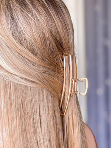 Shiny Rectangle Gold Open Claw Hair Clip