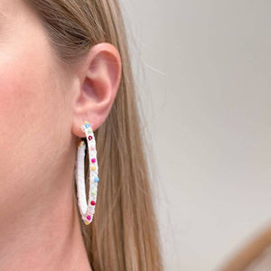 Prep Obsessed Wholesale - Rainbow Beaded Hoop Earrings