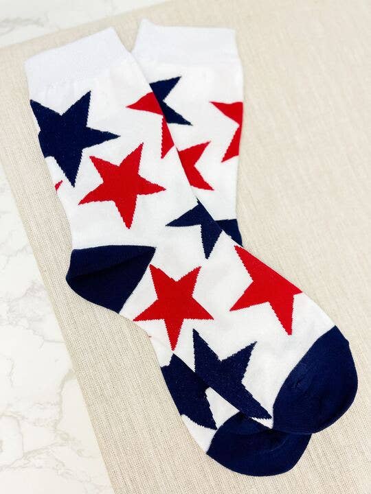 Prep Obsessed Wholesale - Game Day Star Print Crew Socks
