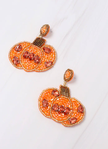 Fall Embellished Pumpkin Earring