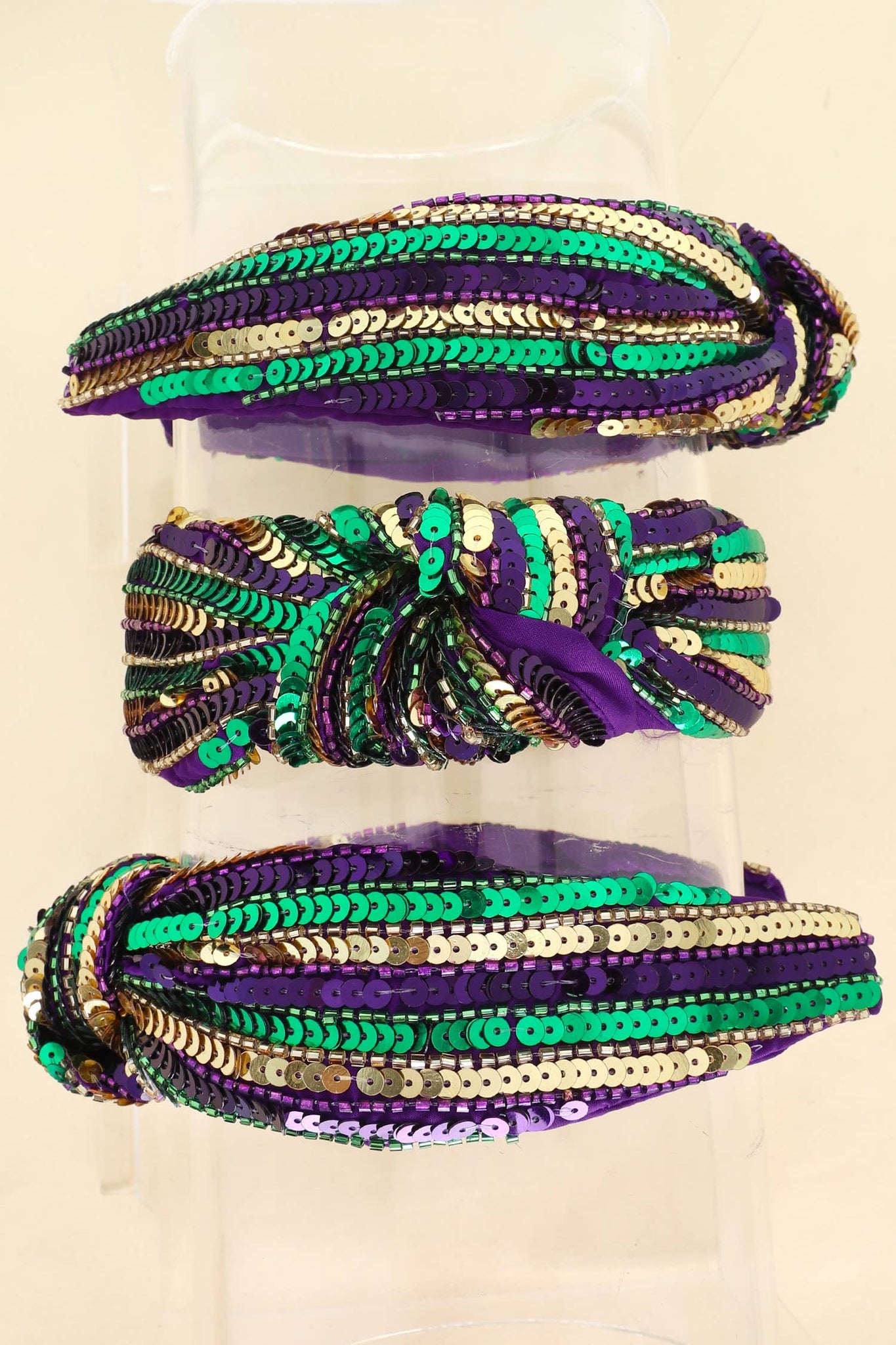 Mardi Gras Sequin Embellished Knotted Headband