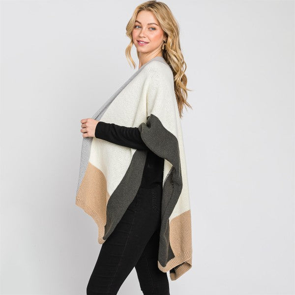 Color Block Knit Ruana