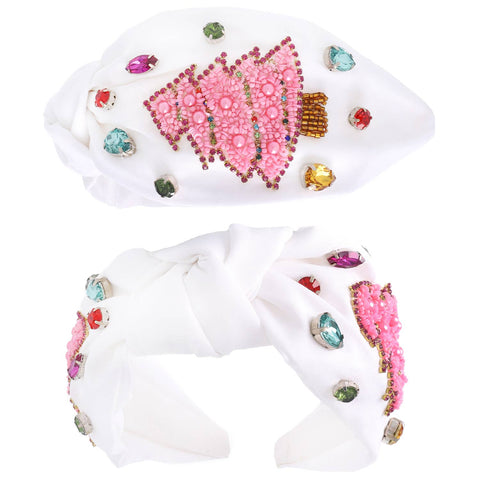 SP Sophia Collection - Jeweled Christmas Tree Beaded Knotted Headband