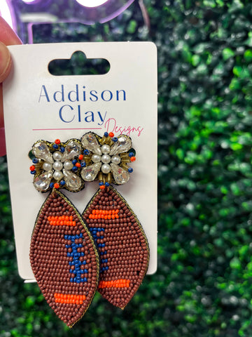 Addison Clay Designs - AU Beaded Football Earrings