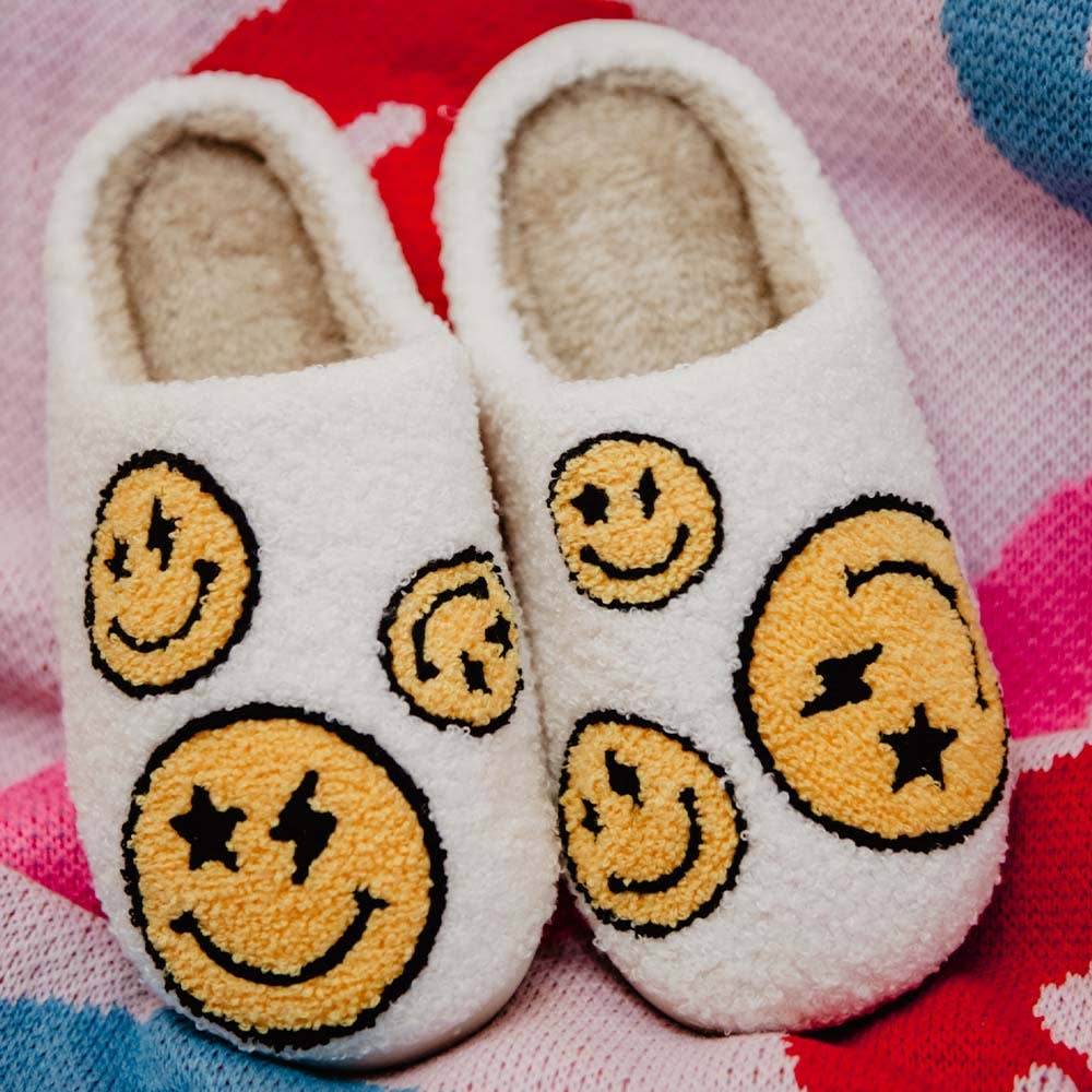 Star and Lightning Eyes Happy Faces Slippers