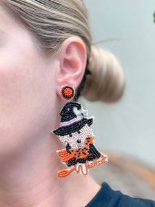 'Wicked' Puppy Halloween Beaded Dangle Earrings