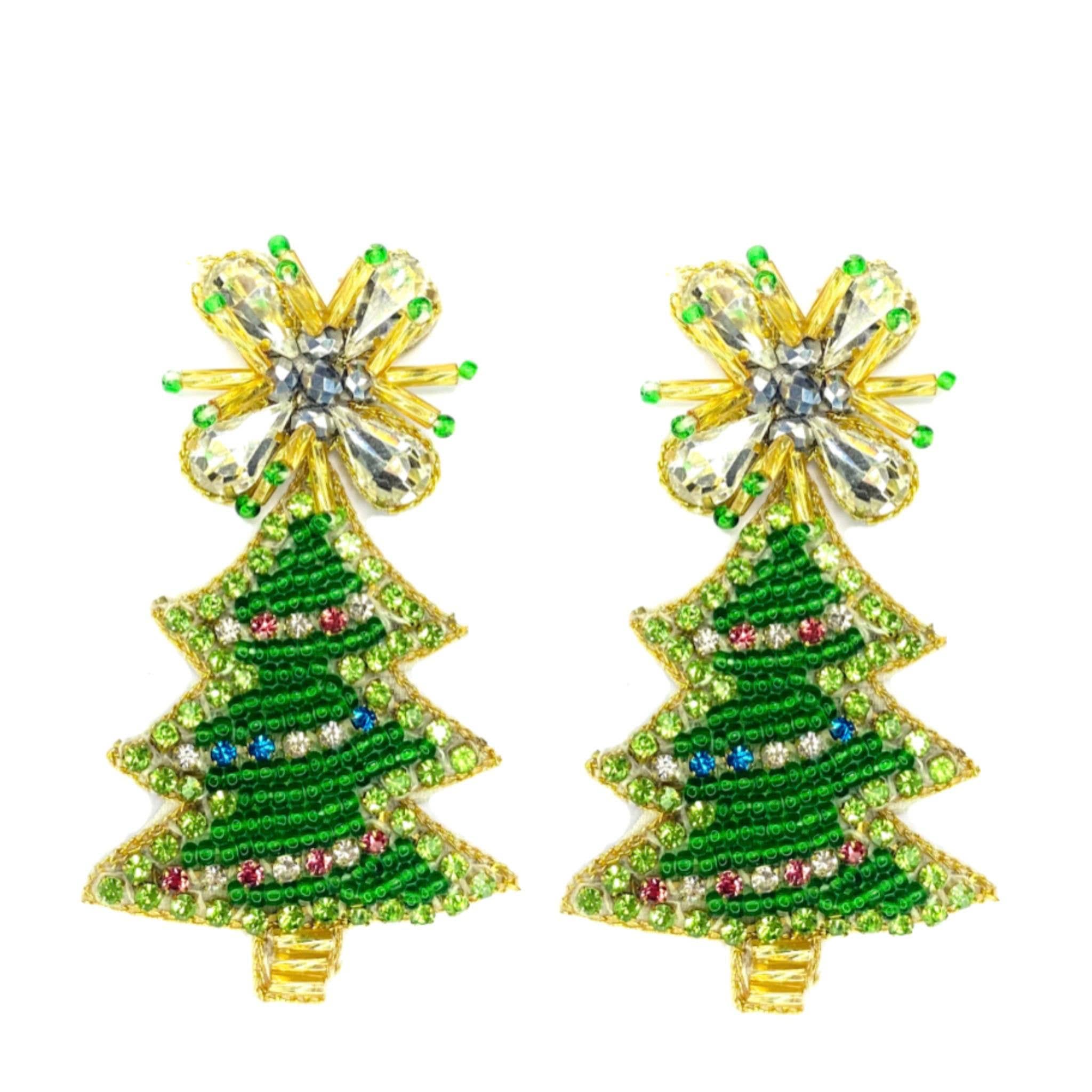 Golden Lily - Sparkle Christmas Tree Earrings