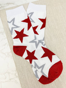 Prep Obsessed Wholesale - Game Day Star Print Crew Socks