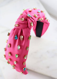 Caroline Hill - Highlands Jeweled Headband HOT PINK