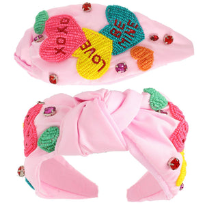 Valentines Day Conversation Hearts Headband: Pink
