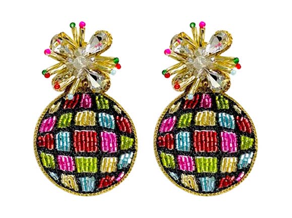 Golden Lily - Disco Ball Earrings - Multi