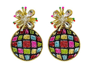 Golden Lily - Disco Ball Earrings - Multi