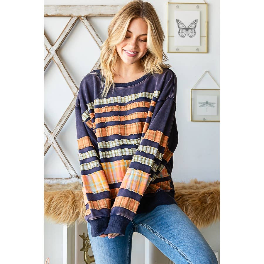 Oli&Hali - CONTRAST TAPING DETAIL MINERAL WASHED PULLOVER
