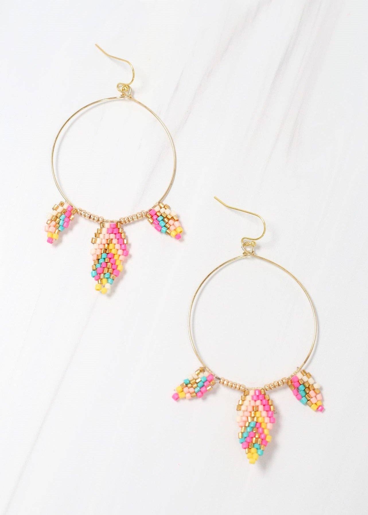 Caroline Hill - Birdie Beaded Drop Earring MULTI