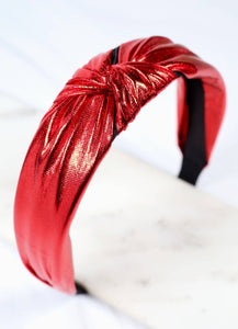 Caroline Hill - Evie Knot Headband METALLIC RED